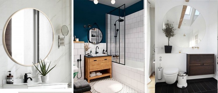 Mirrors in Scandinavian style bathroom