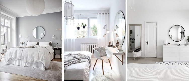 Mirrors in a Scandinavian bedroom